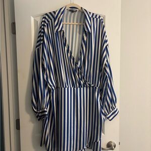 Fashion Nova Blue and White Striped Dress